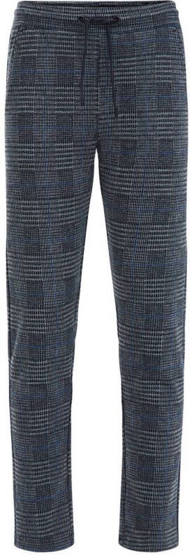 WE Fashion geruite slim fit broek donkerblauw Jongens Gerecycled dons (duurzaam) 104