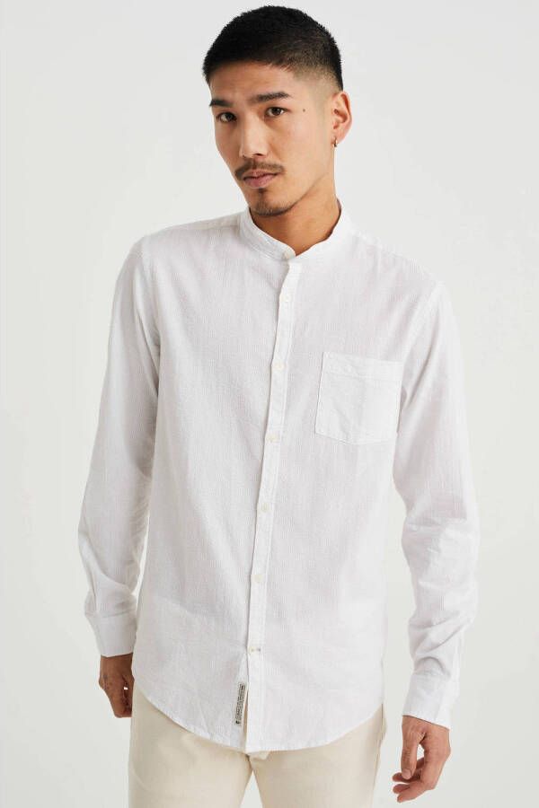 WE Fashion gestreept slim fit overhemd white uni