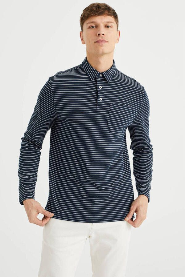 WE Fashion gestreepte polo heavy blue