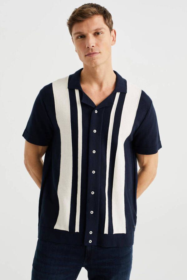 WE Fashion gestreepte regular fit polo heavy blue