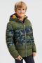 WE Fashion gewatteerde winterjas met camouflageprint groen Jongens Polyester Capuchon 110 116 - Thumbnail 1