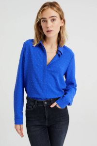 WE Fashion geweven blouse met textuur blauw