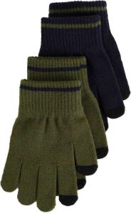 WE Fashion handschoenen set van 2 armygroen donkerblauw