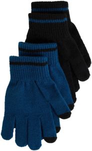 WE Fashion handschoenen set van 2 donkerblauw zwart