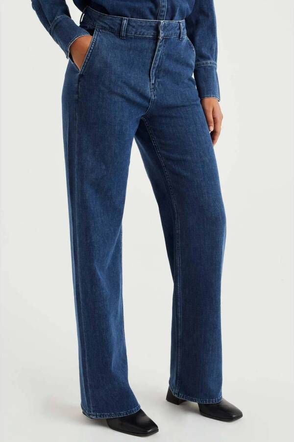 WE Fashion Blue Ridge high waist wide leg jeans dark blue denim