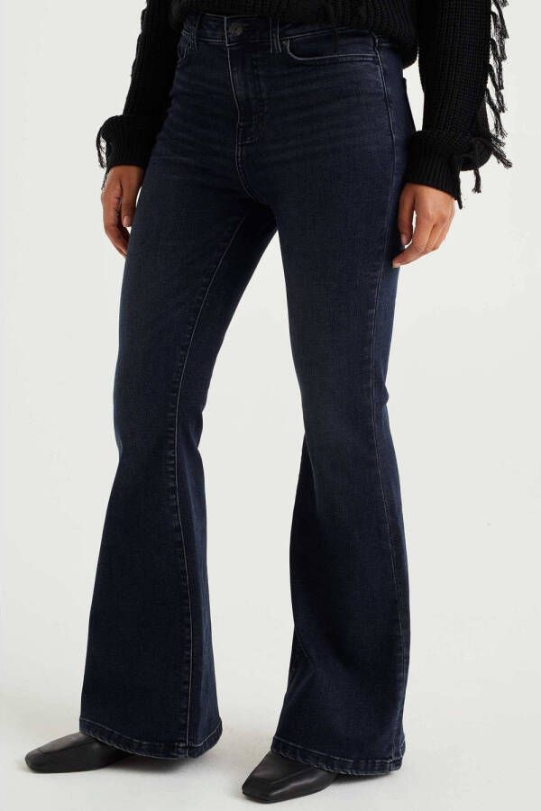 WE Fashion Blue Ridge high waist flared jeans dark blue denim