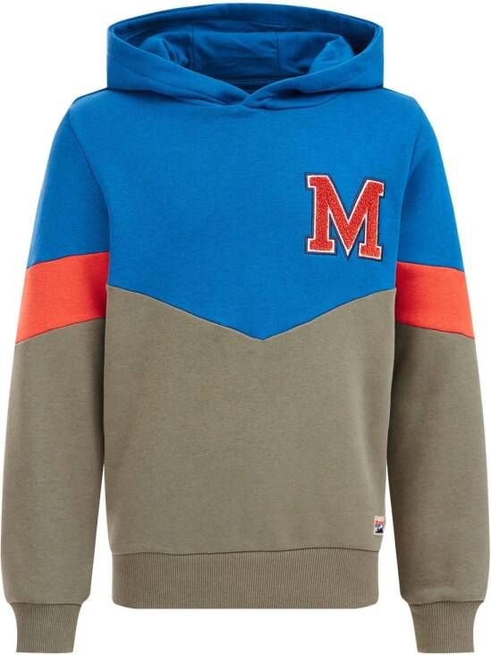 WE Fashion hoodie hardblauw zand oranje Sweater Meerkleurig 110 116