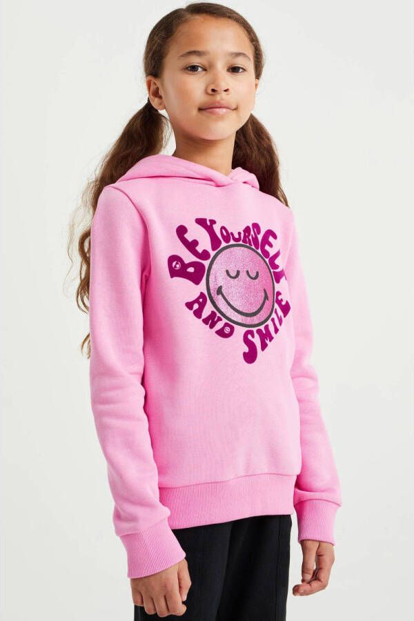 WE Fashion hoodie met printopdruk roze Sweater Printopdruk 110 116