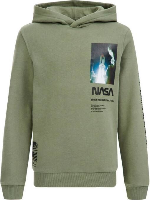 WE Fashion hoodie met printopdruk zachtgroen Sweater Printopdruk 122 128