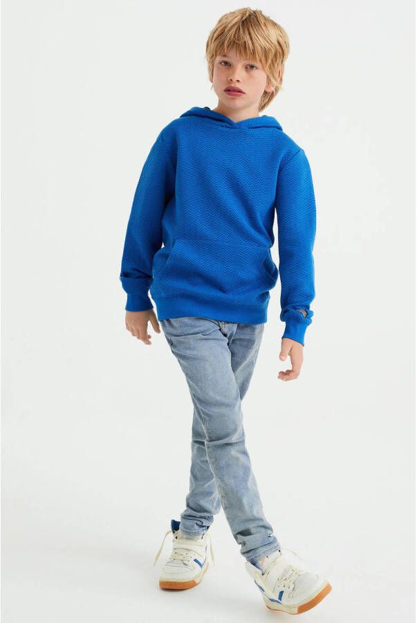 WE Fashion hoodie van gerecycled polyester snorkel blue Sweater Blauw All over print 110 116