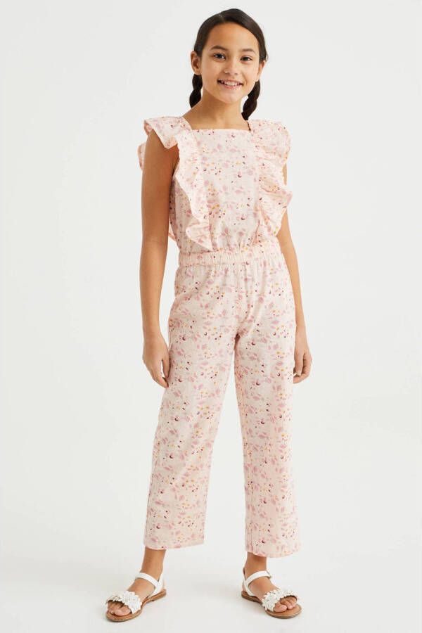 WE Fashion jumpsuit met all over print lichtroze
