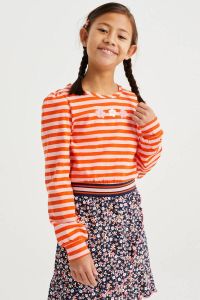WE Fashion jurk met all over print oranje lichtroze donkerblauw