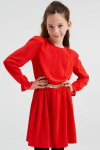 WE Fashion jurk van gerecycled polyester rood goud
