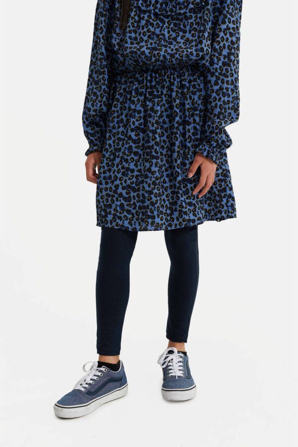 WE Fashion legging donkerblauw Meisjes Katoen Effen 110 116
