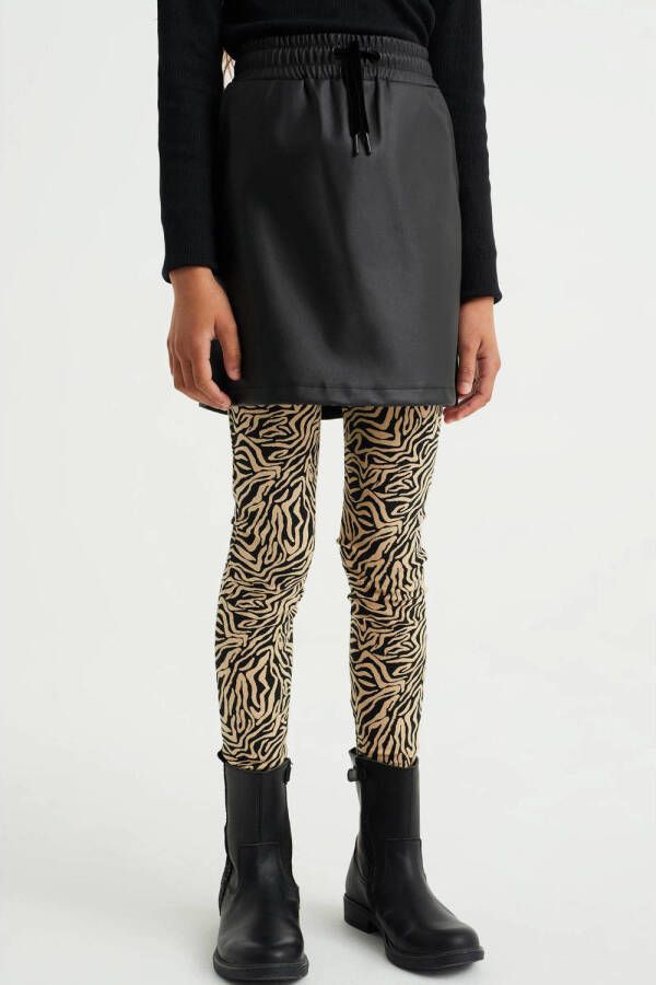 WE Fashion legging met dierenprint bruin zwart Meisjes Katoen Dierenprint 110 116
