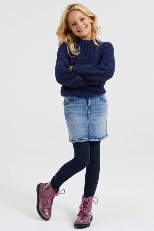 WE Fashion legging set van 2 donkerblauw Meisjes Stretchkatoen Effen 110 116