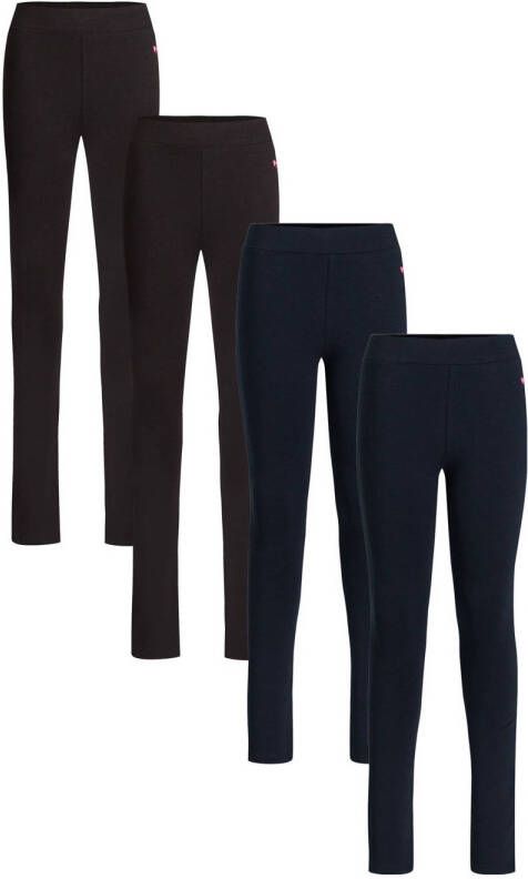 WE Fashion legging set van 4 donkerblauw zwart Meisjes Stretchkatoen (duurzaam) 146 152