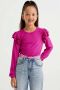 WE Fashion longsleeve met ruches fuchsia Roze Meisjes Viscose Ronde hals 110 116 - Thumbnail 1