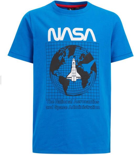 WE Fashion NASA T-shirt met printopdruk blauw
