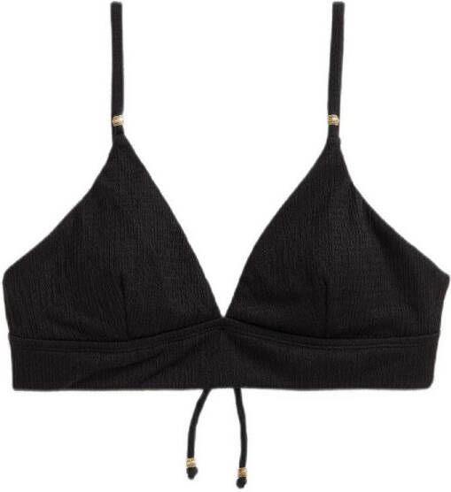WE Fashion niet-voorgevormde bikinitop met textuur zwart