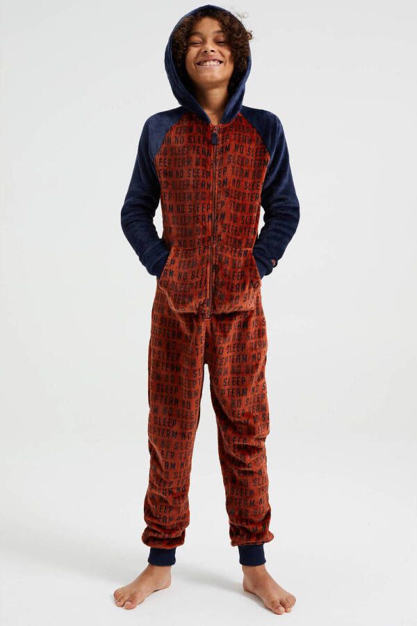 WE Fashion onesie brique Oranje Jongens Fleece Capuchon All over print 110 116