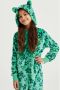 WE Fashion onesie groen blauw Meisjes Fleece Capuchon Bloemen 110 116 - Thumbnail 1