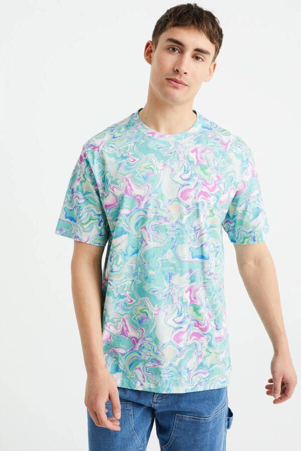 WE Fashion oversized T-shirt met all over print multicolor