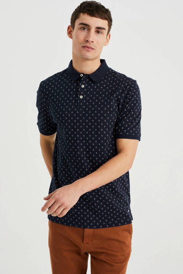 WE Fashion polo met all over print heavy blue