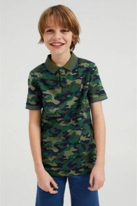 WE Fashion polo met camouflageprint groen