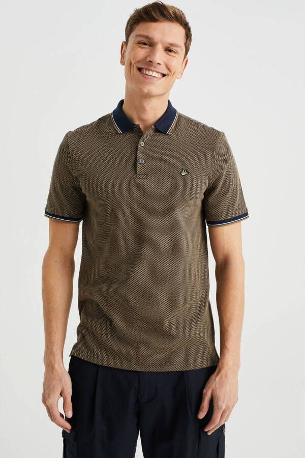 WE Fashion polo met contrastbies green grey