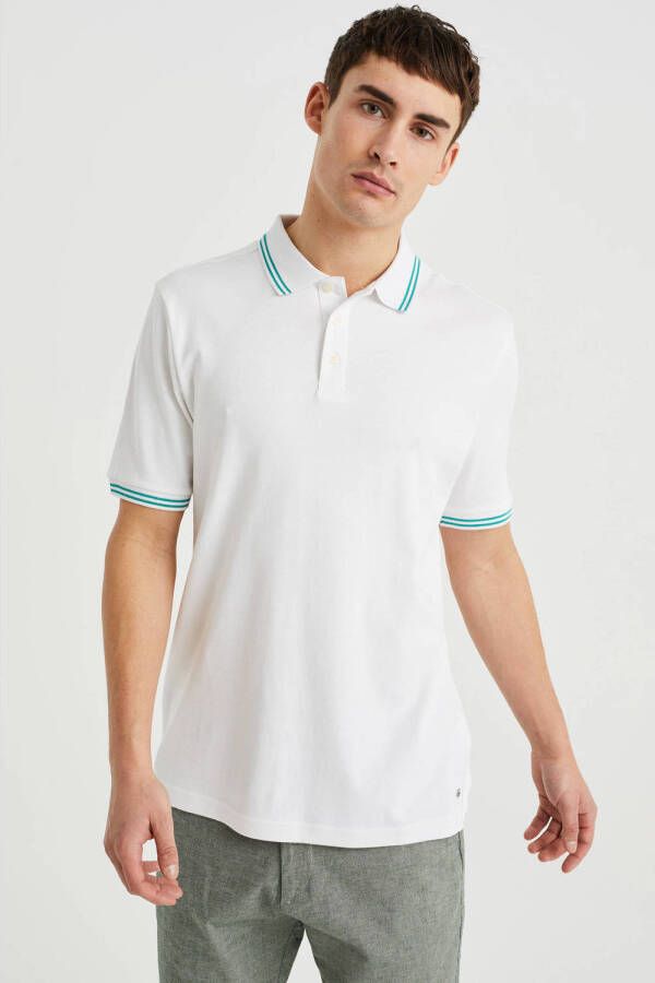 WE Fashion polo met contrastbies white
