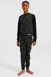 WE Fashion pyjama met camouflageprint kaki zwart