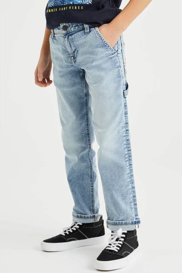 WE Fashion regular fit jeans light denim Blauw Jongens Stretchdenim 104