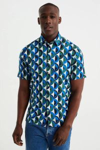 WE Fashion regular fit overhemd met all over print hyper blue