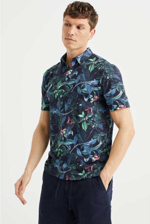 WE Fashion regular fit polo met all over print multi