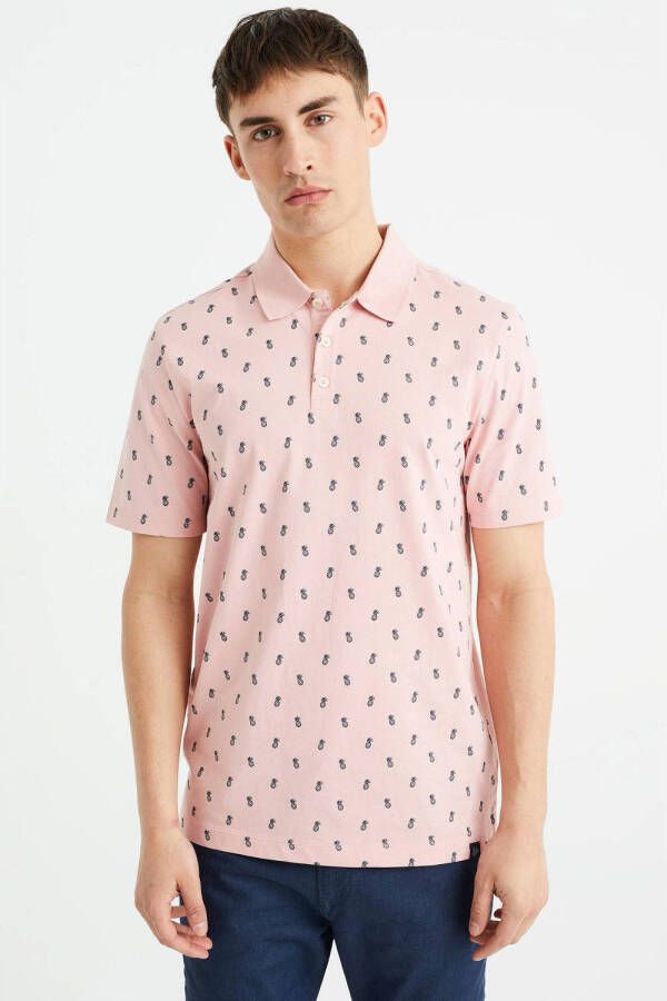 WE Fashion regular fit polo met all over print wood rose