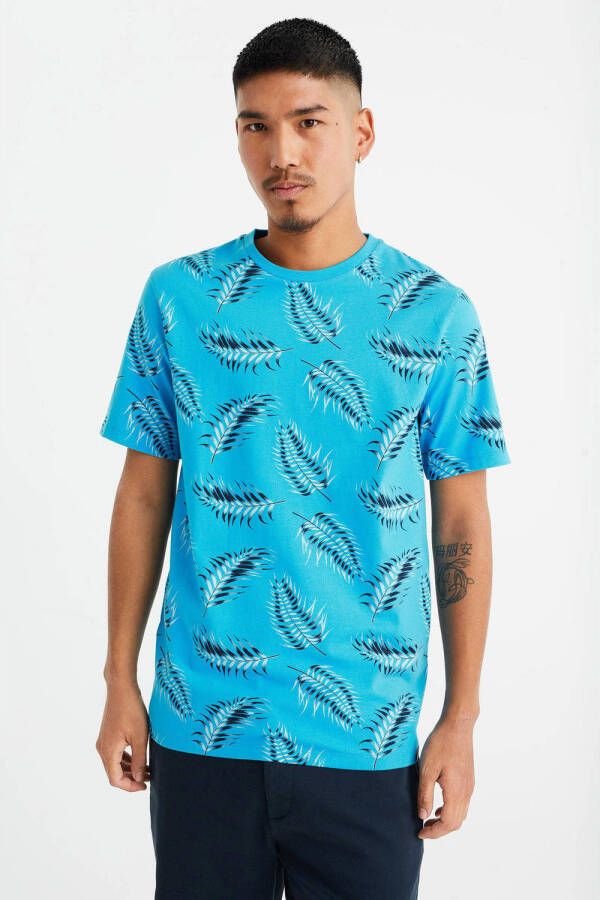 WE Fashion regular fit T-shirt met all over print check