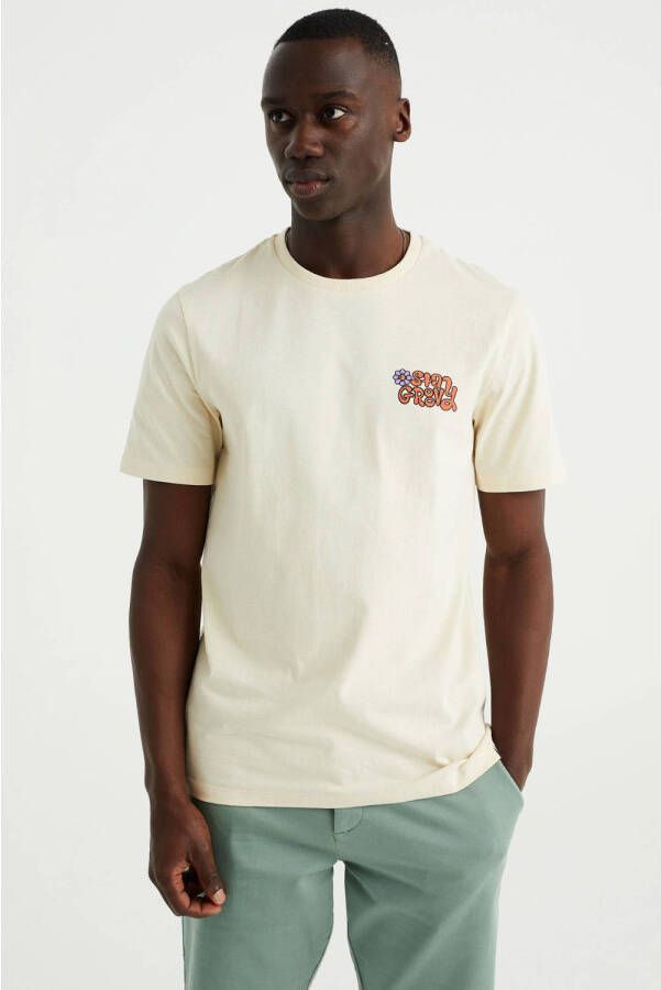 WE Fashion regular fit T-shirt met printopdruk lemon drop