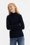 WE Fashion ribgebreide longsleeve donkerblauw Trui Meisjes Stretchkatoen Col 146 152 - Thumbnail 1