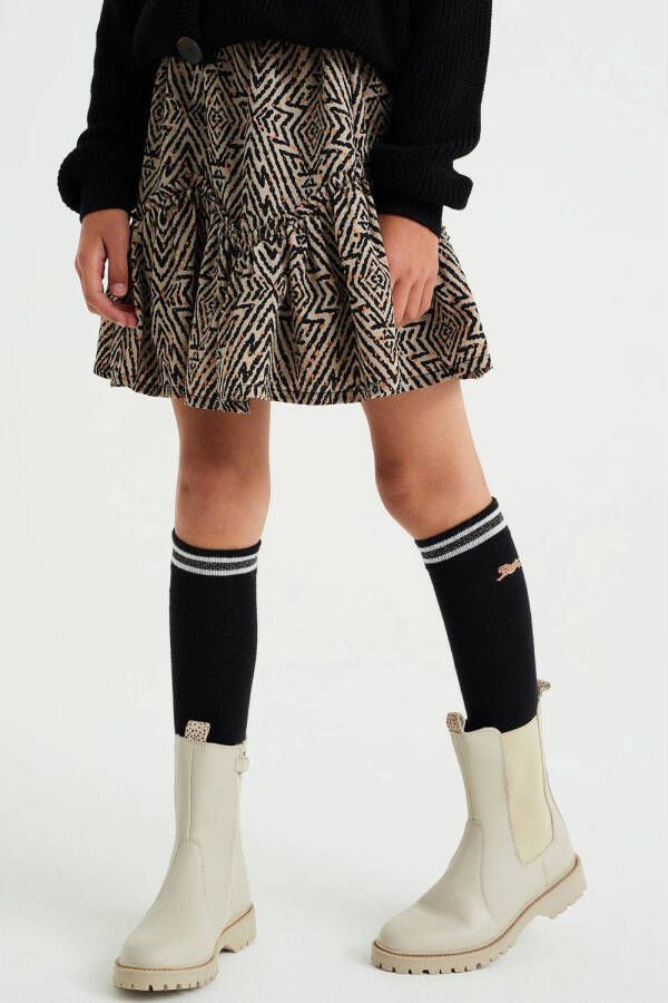 WE Fashion rok met dierenprint beige zwart Meisjes Polyester Dierenprint 110 116
