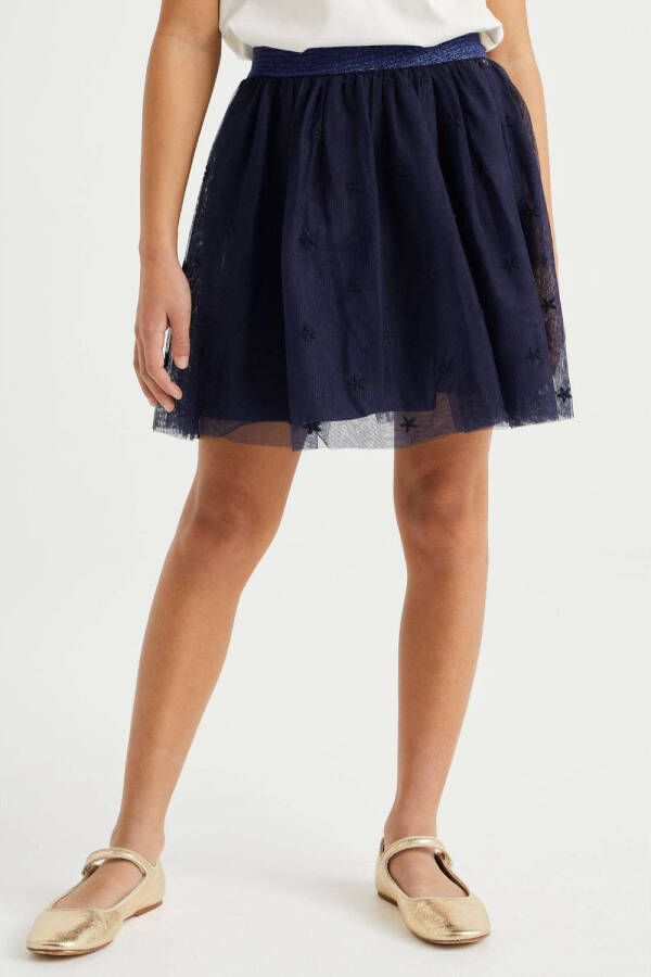 WE Fashion rok van gerecycled polyester donkerblauw