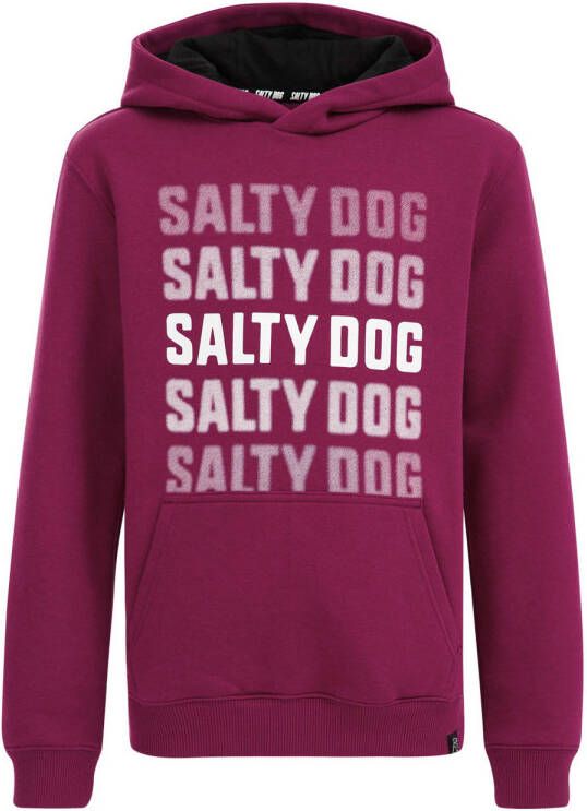 WE Fashion Salty Dog hoodie met tekst wijnrood