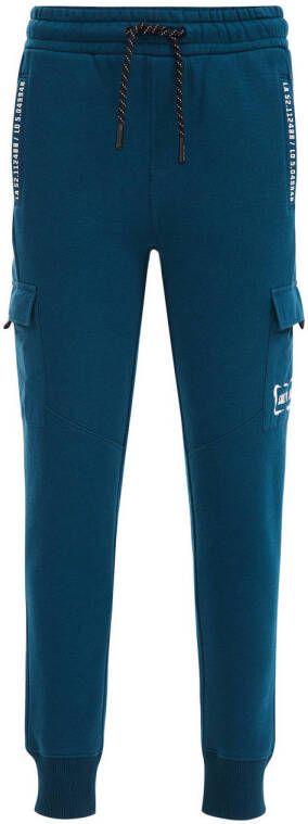WE Fashion Salty Dog slim fit joggingbroek met logo warmblauw Jongens Sweat 116