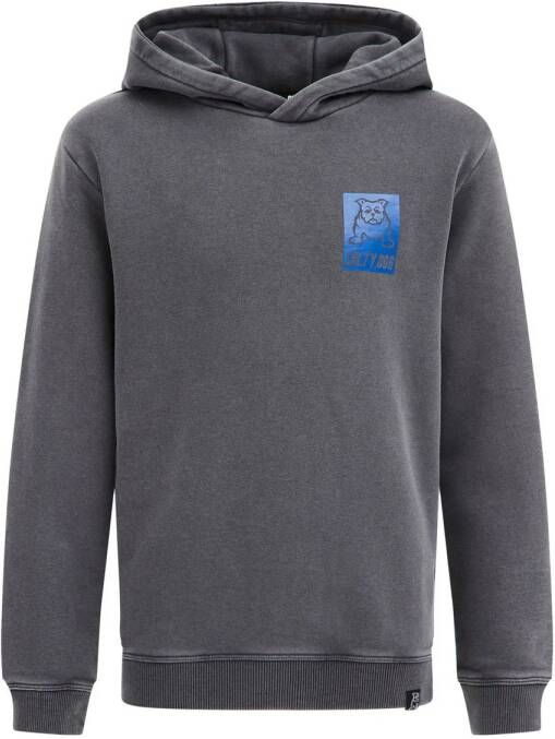 WE Fashion Salty Dog hoodie met printopdruk donkergrijs Sweater Printopdruk 110 116