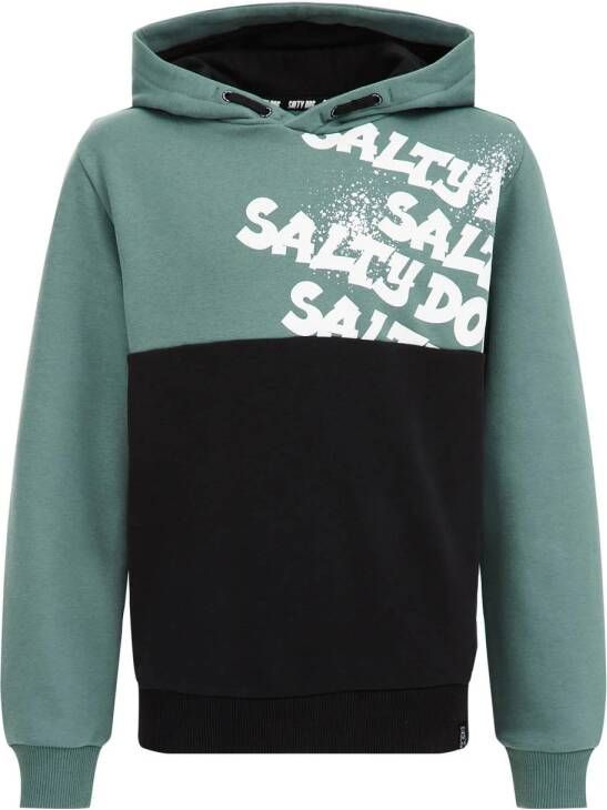 WE Fashion Salty Dog hoodie zachtgroen zwart Sweater Meerkleurig 122 128