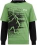 WE Fashion Salty Dog longsleeve met printopdruk groen zwart Jongens Katoen Capuchon 110 116 - Thumbnail 1