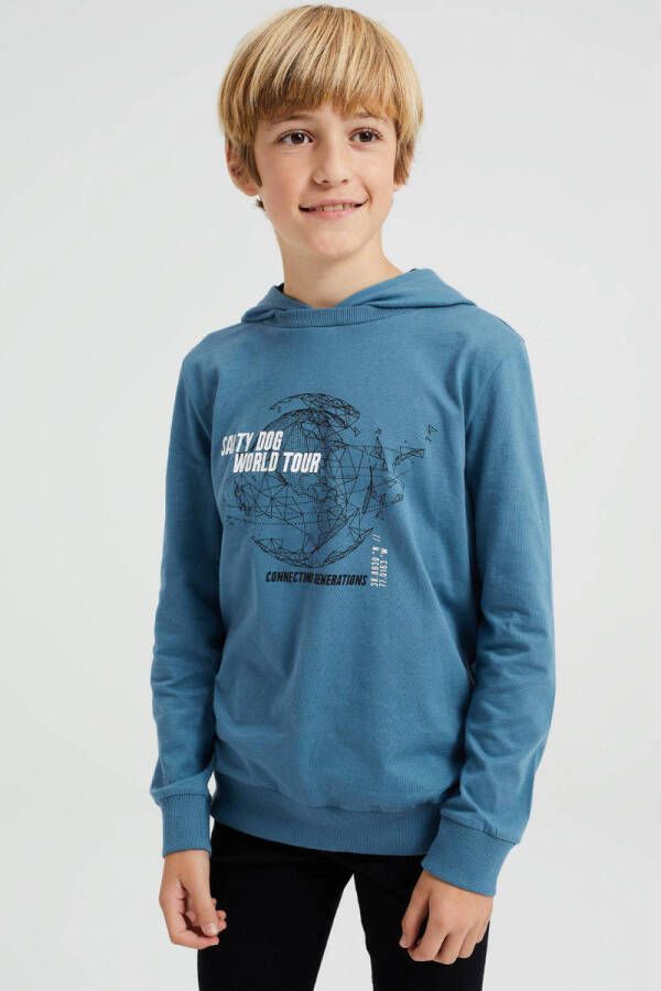WE Fashion Salty Dog longsleeve met printopdruk petrol