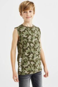 WE Fashion Salty Dog singlet met camouflageprint groen