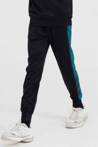 WE Fashion Salty Dog slim fit joggingbroek met tekst zwart blauw