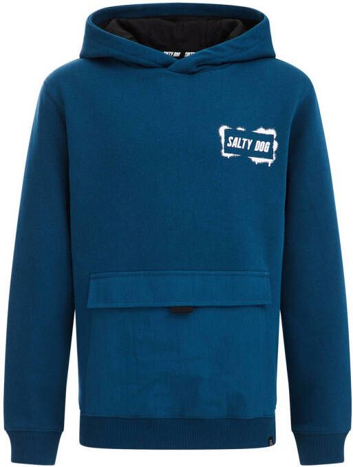 WE Fashion Salty Dog hoodie met tekst blauw Sweater Tekst 110 116